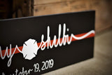Thin Red Line Personalized Couple First Name Wood Sign Firefighter Wedding Engagement Anniversary