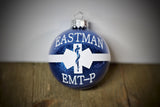 Personalized EMS Star of Life Glittered Glass Ornament