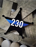 Personalized Thin Blue Line Christmas Ornament 5 point star Law Enforcement Sheriff Deputy