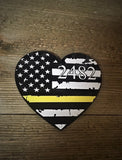 American Flag Thin Gold Line Heart Acrylic Christmas Ornament