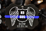 Thin Blue Line K9 Memorial Metal Christmas Ornament Angel Wing Badge Fallen Officer Law Enforcement