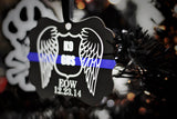 Thin Blue Line K9 Memorial Metal Christmas Ornament Angel Wing Badge Fallen Officer Law Enforcement