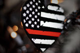 American Flag Thin Red Line Heart Acrylic Christmas Ornament Firefighter
