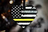 American Flag Thin Gold Line Heart Acrylic Christmas Ornament
