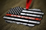 Firefighter Personalized Thin Red Line Metal Ornament American Flag