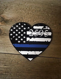American Flag Thin Blue Line Heart Shaped Christmas Ornament