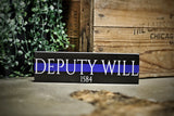 Thin Blue Line Personalized Wood Sign Desk Plaque Name Law Enforcement Gift EOW Optional