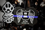 Thin Blue Line K9 Memorial Metal Christmas Ornament Angel Wing Badge Fallen Officer Law Enforcement