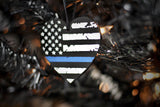 American Flag Thin Blue Line Heart Shaped Christmas Ornament