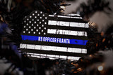 Personalized Thin Blue Line American Flag Metal Christmas Ornament