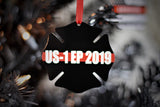 Personalized Firefighter Cross Acrylic Christmas Ornament Thin Red Line