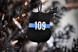 Thin Blue Line Badge Shape Acrylic Christmas Ornament Law Enforcement