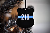 Thin Blue Line Badge Shape Acrylic Christmas Ornament Law Enforcement