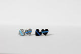Thin Blue Line Glitter Heart Shape Earrings Law Enforcement