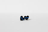 Thin Blue Line Glitter Heart Shape Earrings Law Enforcement