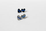 Thin Blue Line Glitter Heart Shape Earrings Law Enforcement