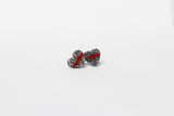 Thin Red Line Glitter Heart Shape Earrings Firefighter Silver or Black