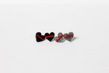 Thin Red Line Glitter Heart Shape Earrings Firefighter Silver or Black
