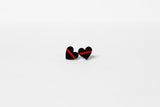Thin Red Line Glitter Heart Shape Earrings Firefighter Silver or Black