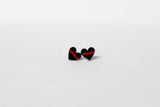 Thin Red Line Glitter Heart Shape Earrings Firefighter Silver or Black