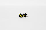 Thin Gold Line Heart Shape 911 Dispatcher Earrings Black Acrylic Stainless Steel