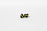 Thin Gold Line Heart Shape 911 Dispatcher Earrings Black Acrylic Stainless Steel