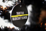 Personalized 911 Dispatcher Thin Gold Line Personalized Metal Christmas Ornament
