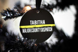 Personalized 911 Dispatcher Thin Gold Line Personalized Metal Christmas Ornament