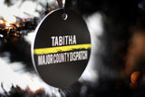 Personalized 911 Dispatcher Thin Gold Line Personalized Metal Christmas Ornament