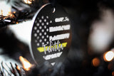 Dispatcher Thin Gold Line American Flag Heart Personalized Metal Ornament