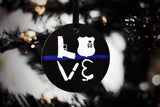 Personalized LOVE Police Officer or Deputy Sheriff Star Metal Christmas Ornament