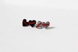 Thin Red Line Glitter Heart Shape Earrings Firefighter Silver or Black