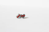 Thin Red Line Glitter Heart Shape Earrings Firefighter Silver or Black