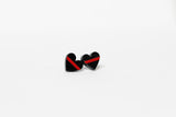 Thin Red Line Glitter Heart Shape Earrings Firefighter Silver or Black