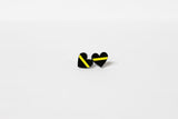 Thin Gold Line Heart Shape 911 Dispatcher Earrings Black Acrylic Stainless Steel