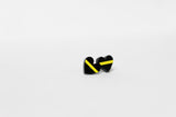 Thin Gold Line Heart Shape 911 Dispatcher Earrings Black Acrylic Stainless Steel
