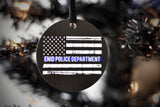 American Flag Thin Blue Line Black Metal Ornament Police Law Enforcement
