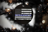 American Flag Thin Blue Line Black Metal Ornament Police Law Enforcement