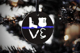 Personalized LOVE Police Officer or Deputy Sheriff Star Metal Christmas Ornament
