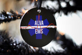 Personalized EMS Star of Life Thin White Line Metal Ornament