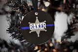 Personalized Thin Blue Line Metal Christmas Ornament for Law Enforcement
