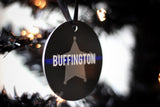 Personalized Thin Blue Line Metal Christmas Ornament for Law Enforcement