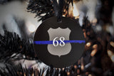 Personalized Thin Blue Line Metal Christmas Ornament for Law Enforcement