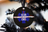 Personalized EMS Star of Life Thin White Line Metal Ornament