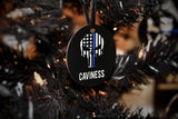 American Flag Thin Blue Line Skull Black Metal Christmas Ornament