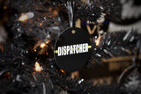 911 Dispatcher Thin Gold Line Personalized Black Metal Christmas Ornament