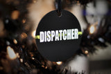 911 Dispatcher Thin Gold Line Personalized Black Metal Christmas Ornament