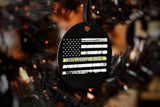 Dispatcher American Flag Thin Gold Line Black Metal Christmas Ornament