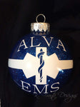 Personalized EMS Star of Life Glittered Glass Ornament