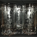 Custom Law Enforcement Badge or Patch Etched Glass Beer Mug